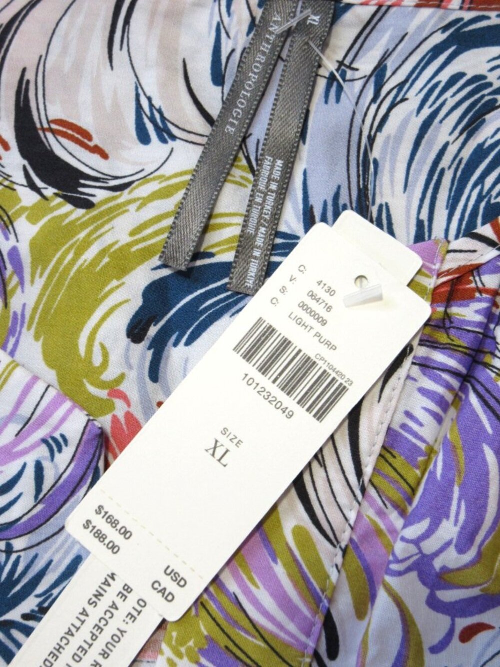 NWT Anthropologie Somerset Maxi in Purple Multi Feather Print Cotton Dress XL - Picture 4 of 7